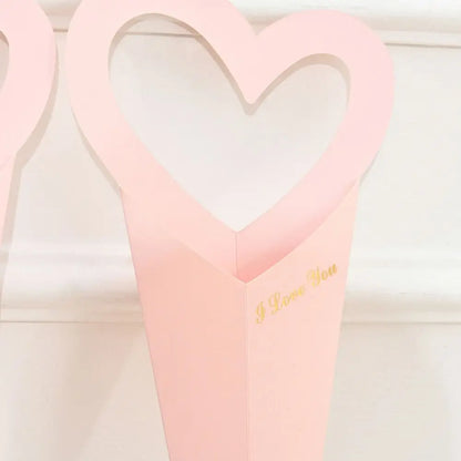 10pcs Romantic Heart Single Flower Box DIY Paper Bouquet Packaging Box Portable Rose Wrapping Gift Box Wedding Birthday Party