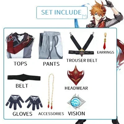 Genshin Impact Tartaglia Cosplay Costume Uniform Anime  Costumes Halloween for Men Game