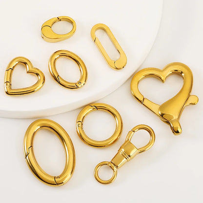 2pcs Stainless Steel Clasp Strong Oval Heart Round Polished Lobster Clasp Hook Connector DIY Necklace Jewelry Making Accessories
