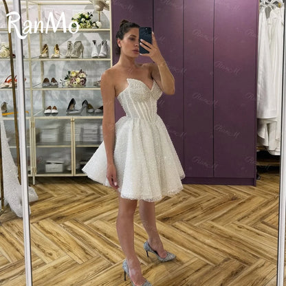 Ranmo Customized Elegant Sweetheart Sleeveless Evening Dress High Quality Lace Prom Dresses Temperament Lace Bridal Party Gown