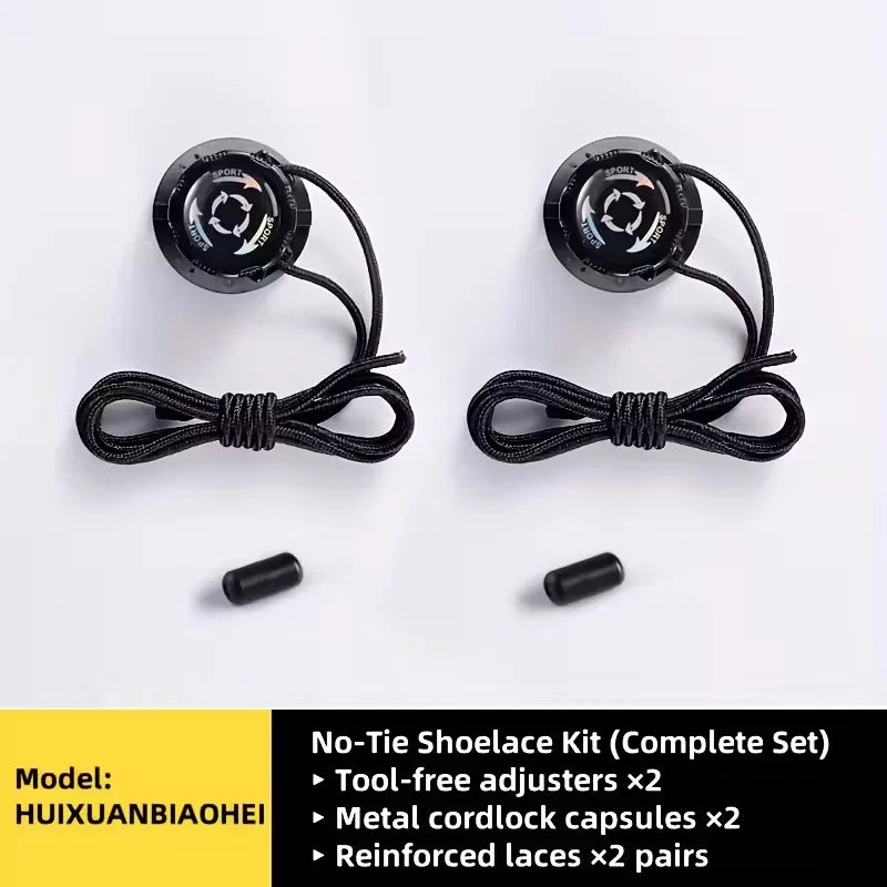 1 Pair No-Tie Shoe Locks - Rotating Buckles for Sports and Outdoor Shoes - Unisex Quick-Adjust Design - Pre-Installed