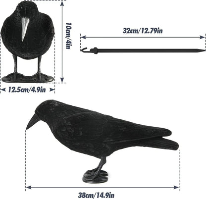 Crow Decoy 2-Pack: Plastic Fake Crows for Garden Yard Backyard Decoration