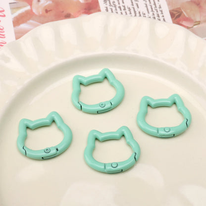 1pc/bag Alloy Spring Clasps Colorful Cute Cat Shape Spring Ring Carabiner Clips For DIY Keyring Lanyard Keychain Making Findings