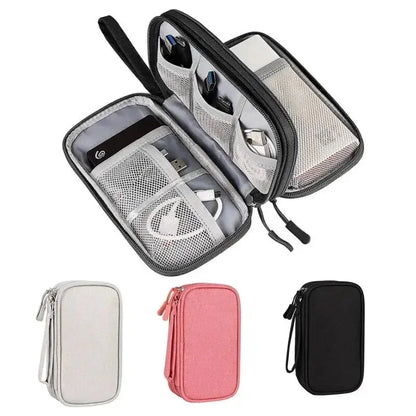 1PCS Grey/Black/Pink/Navy NEW Travel Organizer Bag Cable Storage Organizers Pouch Carry Case Portable Double Layers Storage Bags