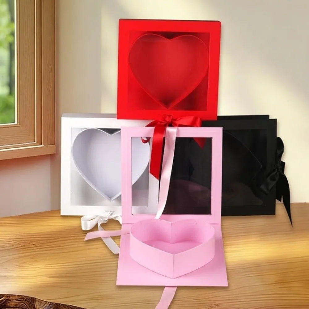 Transparent Window Mother's Day Gift Box Elegant Fillable Gift Packaging Box Cardboard Romantic Empty Flower Box