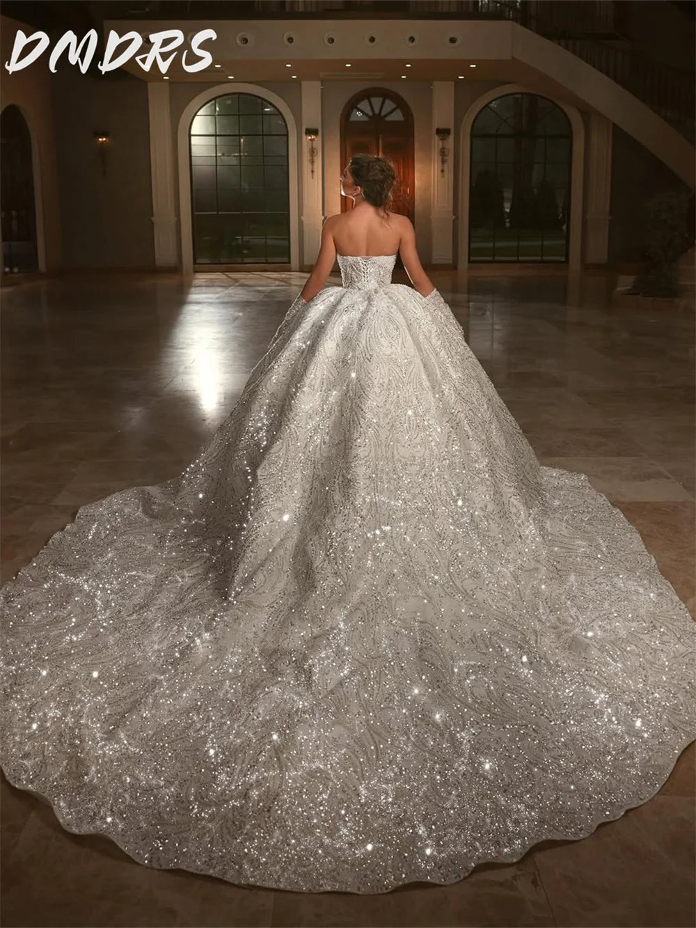 Formal Wedding Dress 2026 Formal Classic Sweetheart Neck Pearl Bridal Gown Sparkling Strapless Floor-length Ball Gown Customized