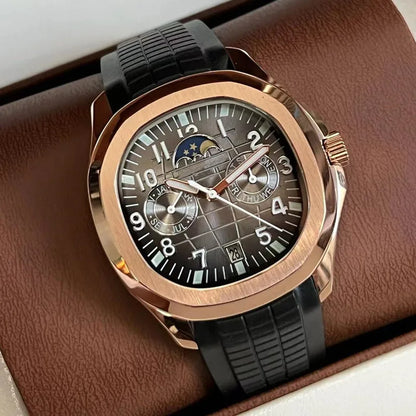 2026 new day and night non working luxury automatic mechanical watch stainless steel case rubber strap men's casual watch