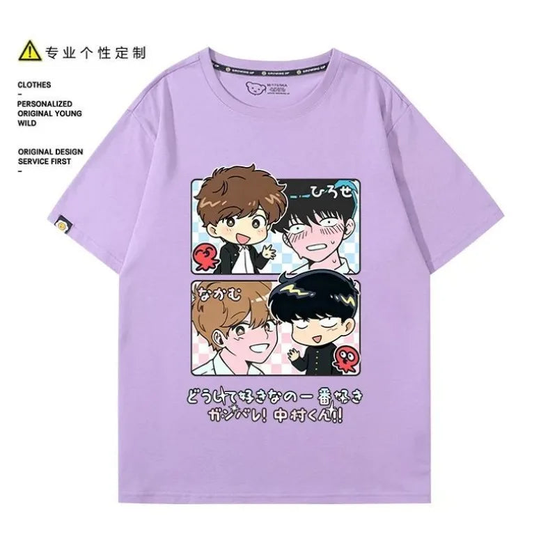 Go for It, Nakamura! Nakamura Okuto Hirose Aiki T-Shirt Cartoon Printed Top Summer Anime Cosplay Outfit Gift Men Women Halloween