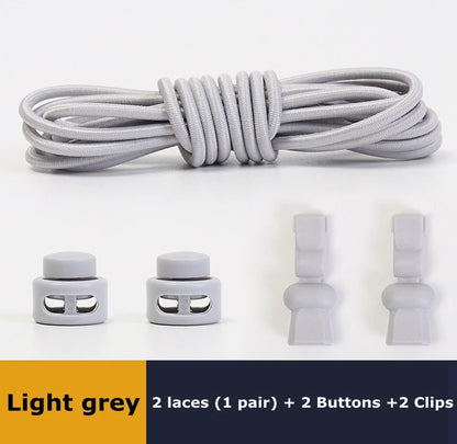 No tie shoelaces Round Elastic Shoelace Plastic snap lock Suitable for all shoes Adult children walking sports Lazy laces 1 pair