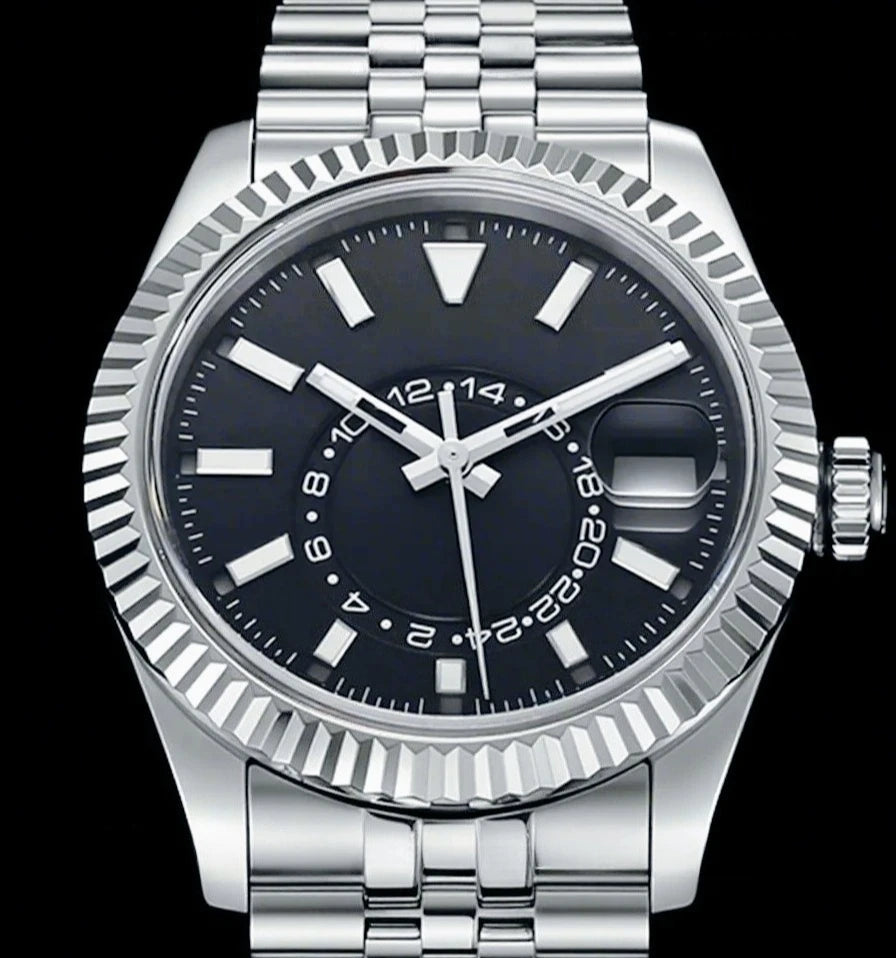 41mm Luxury Men Automatic Mechanical Movement Black Blue Gold Three Tone Luminous Waterproof Sapphire Glass Stainless Steel