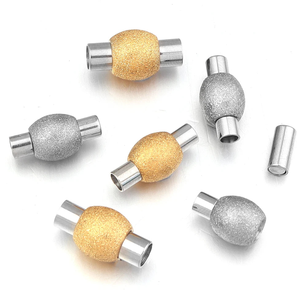 Stainless Steel Strong Magnetic Clasps Matte Oval Round Magnet Buckles End Connectors For DIY Jewelry Making Bracelet Necklace
