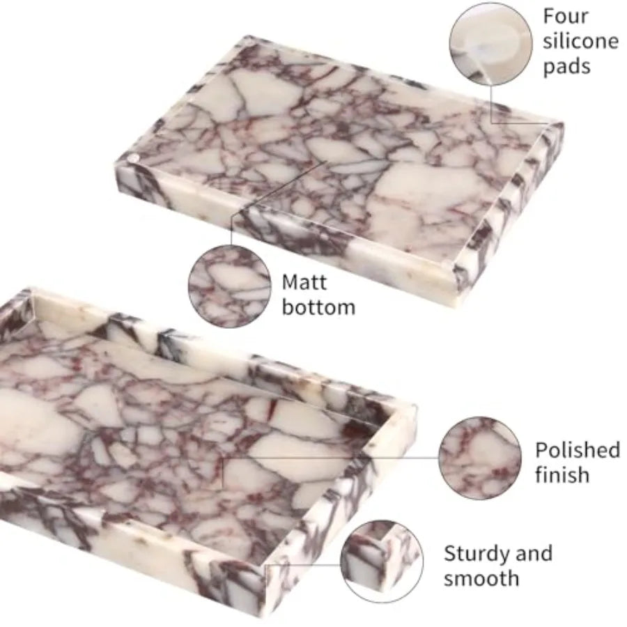 Marble Bathroom Vanity Tray, Natural Luxury Vanity Home Kitchen Bathroom Table Tray, Stone Decorative Countertop Dresser Trays