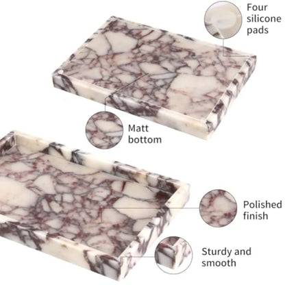 Marble Bathroom Vanity Tray, Natural Luxury Vanity Home Kitchen Bathroom Table Tray, Stone Decorative Countertop Dresser Trays