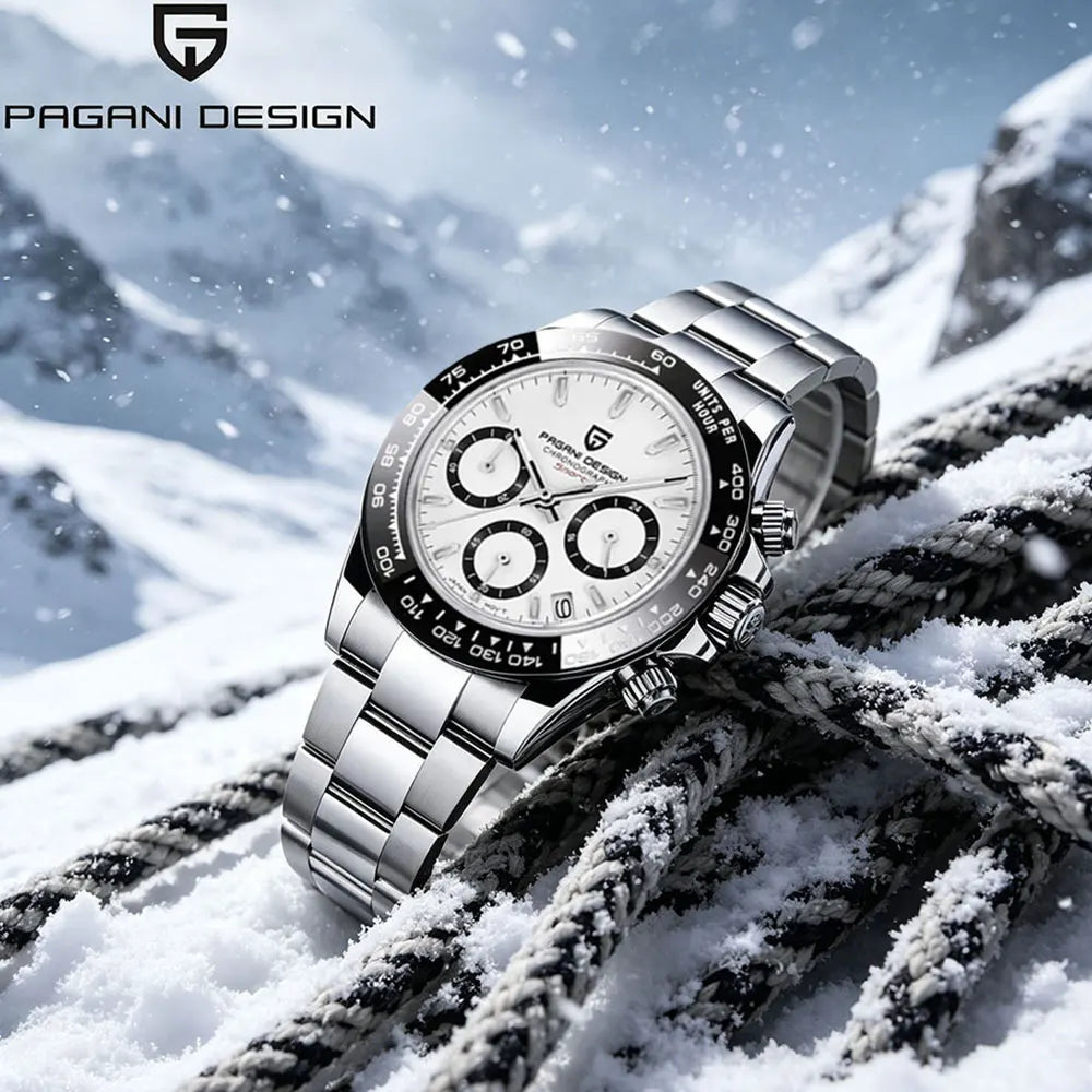 PAGANI DESIGN Top Men Business Watch Luxury Classic Quartz Wristwatch Chronograph Ceramic Bezel Waterproof Watches for Men Gift