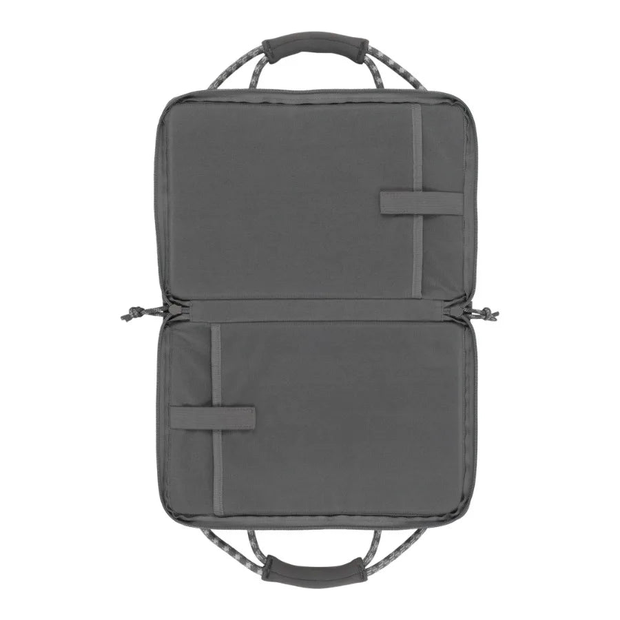Rollins Double Handgun Case for outdoor shooting and transport, durable nylon fabric, gray color, water-resistant with padded i