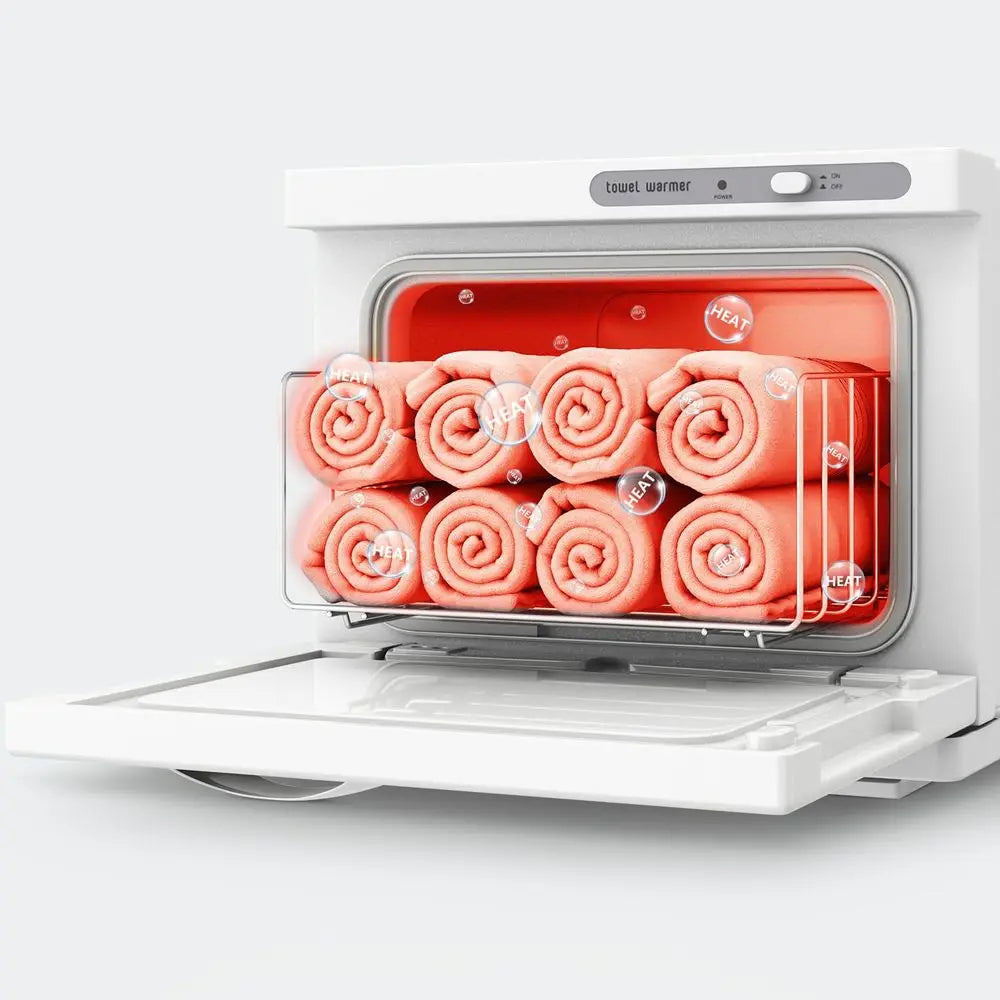 Compact 8L White Towel Warmer Cabinet for Spa, Beauty Salon, and Home Use