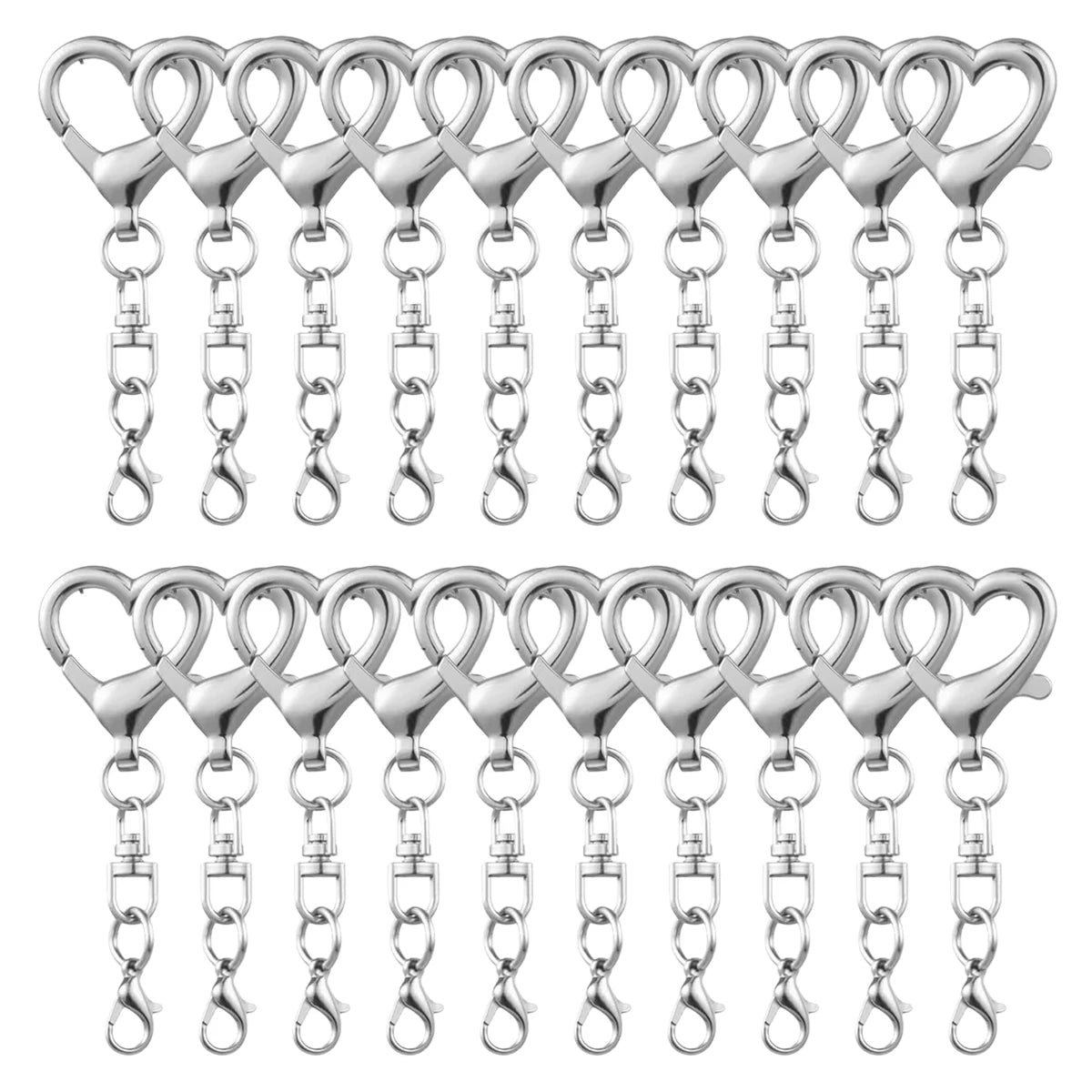 5/15/30Pcs Heart Shaped Swivel Clasp Spring Hanging Lobster Claw Snap Hook Clip Key Chains Findings for DIY Jewelry Making Craft