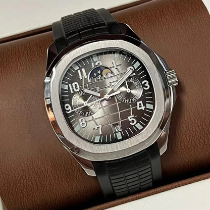 2026 new day and night non working luxury automatic mechanical watch stainless steel case rubber strap men's casual watch