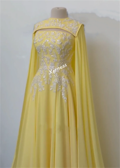 Customized Chiffon Applique Glitter Shawl Wedding A-line Long Dresses Bespoke Occasion Women Luxury Evening Exquisite Party Gown