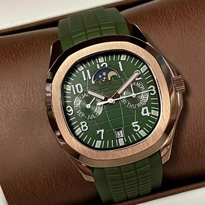 2026 new day and night non working luxury automatic mechanical watch stainless steel case rubber strap men's casual watch