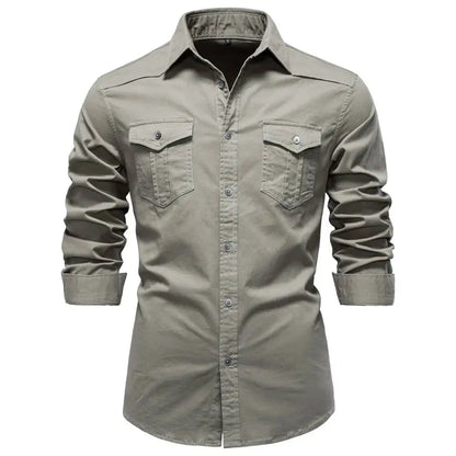 AIOPESON 2026 Business Cotton Pocket Shirt Long Sleeve Quality For Casual Slim Fit Solid Color Men Shirts
