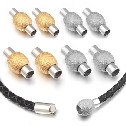 Stainless Steel Strong Magnetic Clasps Matte Oval Round Magnet Buckles End Connectors For DIY Jewelry Making Bracelet Necklace