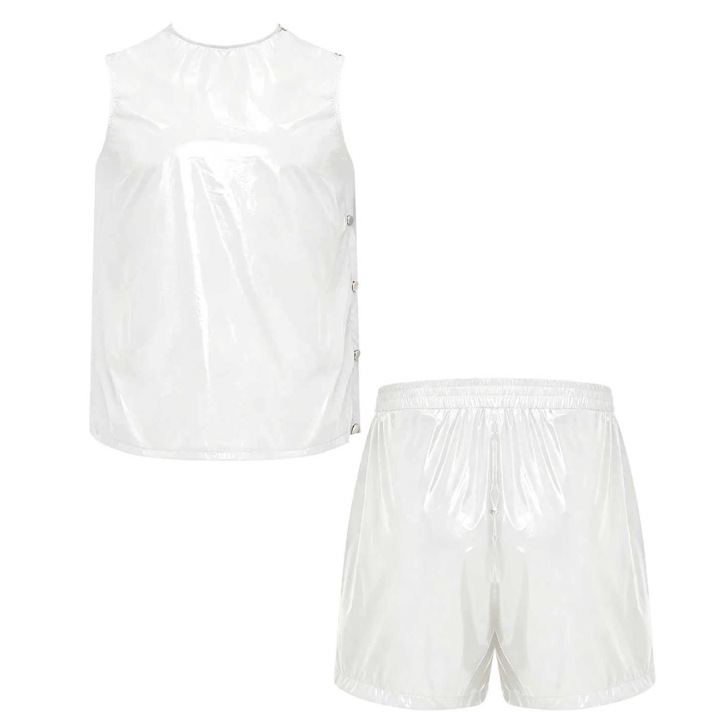 Mens Waterproof Sweat Tracksuit Tank Tops And Sides Buttons Boxer Shorts Two Pieces Outfit Special Needs Adaptive Clothing