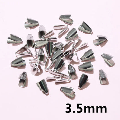 100pcs Stainless Steel 2-7mm Flat Cords Crimp End Beads Caps Clip Tip Fold for DIY Snake Chain Necklace Jewelry Making Findings