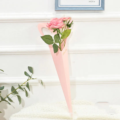 10pcs Romantic Heart Single Flower Box DIY Paper Bouquet Packaging Box Portable Rose Wrapping Gift Box Wedding Birthday Party