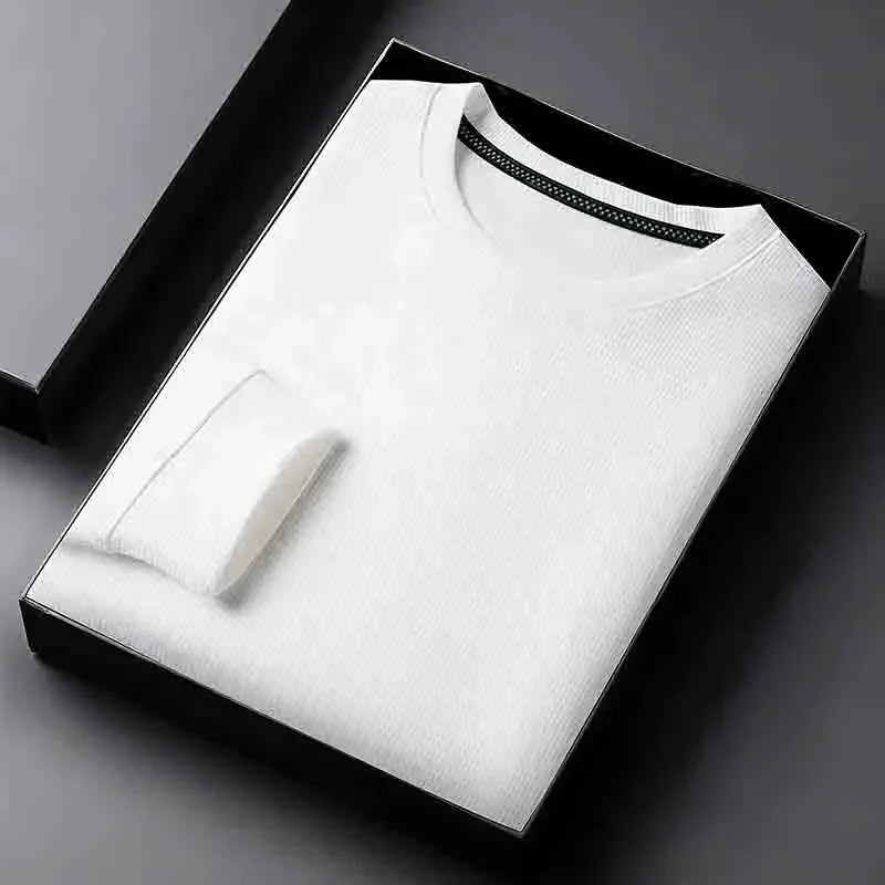 Men's Casual Crew Neck Knitwear Lightweight Long Sleeve Solid Color Pullover for All Seasons