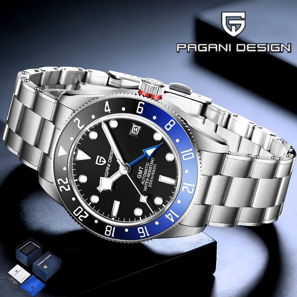 Pagani design BB40 men's mechanical watch GMT men's automatic watch gift box top brand Sapphire luminous 20BAR clock reloj 2026