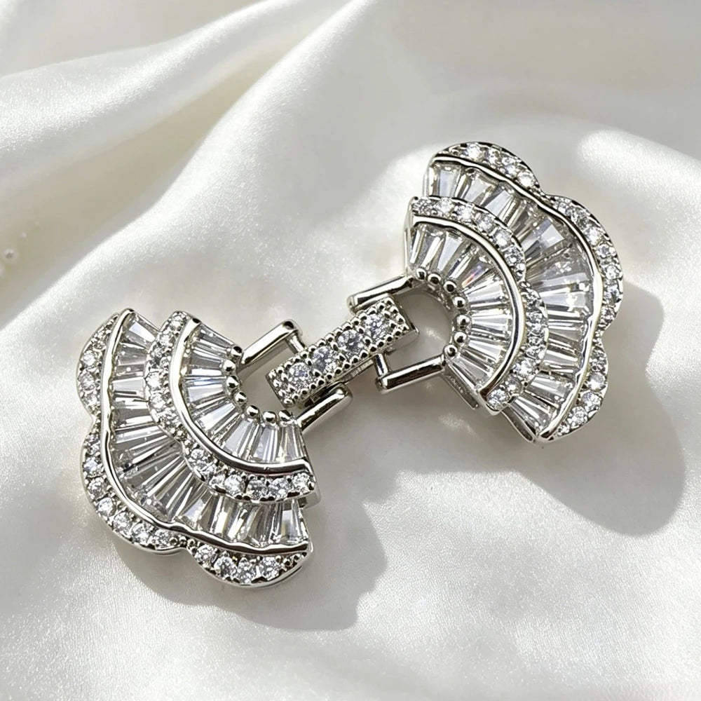 Juya 18K Gold Plated Decorative Sector Fastener Connector Lock Clasps Accessories For DIY Needlework Beads Pearls Jewelry Making
