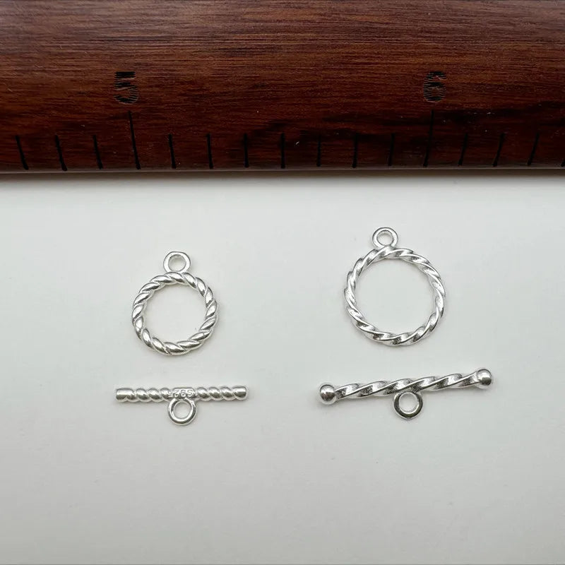 1Set S925 Sterling Silver Hemp Rope OT Clasp Silver Jewelry Accessories Handmade Necklace Bracelet Clasp