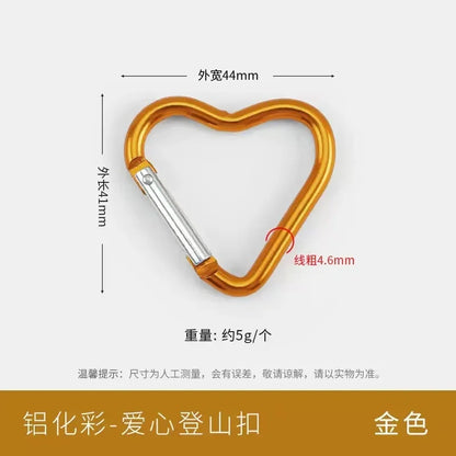5pcs Aluminum Alloy Colorful Heart Spring Clasps  Carabiner Keychain Clips Hook Dog Chain Diy Jewelry Buckle Connector Supplies
