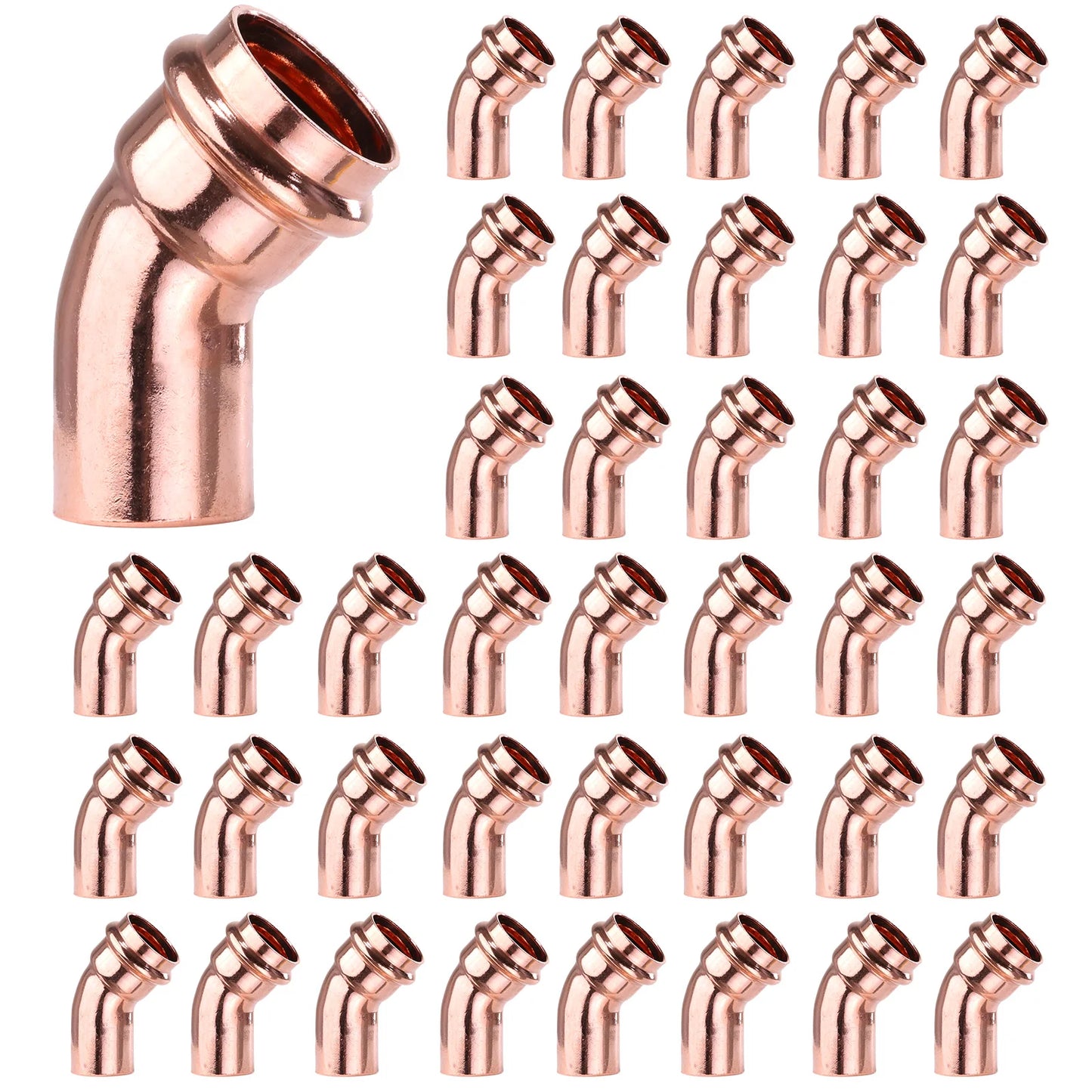 Copper Press-Fit Fittings Leakproof Copper Pipes Welding Connector Multi-Purpose Home Plumbing Accessories