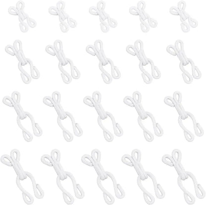 80Pcs 4 Sizes Covered Sewing Hooks and Eye Closure White Sewing Hidden Hook for Clothing Bra Thick Leather deep Pile Fabrics