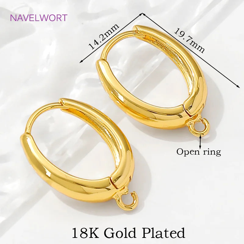 18K Gold Plated Brass Earwires Fasteners,Oval Earring Fixtures,Earring Hook,Accessories For Earrings,DIY Jewelry Making Findings