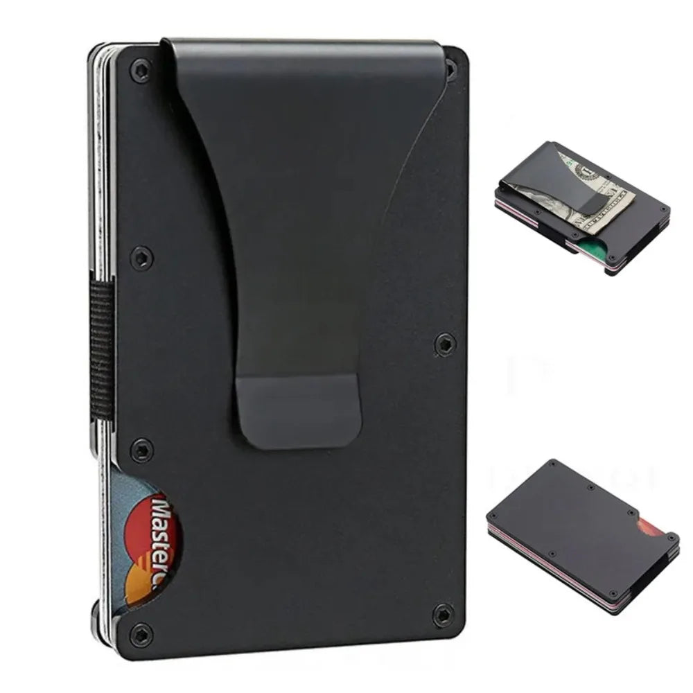 Aluminum Alloy Rfid Blocking Card Holder Ultra Slim Anti Theft Metal Wallet Minimalist Credit Card Case Portable Storage Pouch