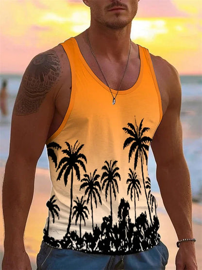 2026 Summer Hawaii Beach Tank Top for Men, Quick Dry Silky Sleeveless Shirt, Fashion Body Shaping Casual Men's Vest