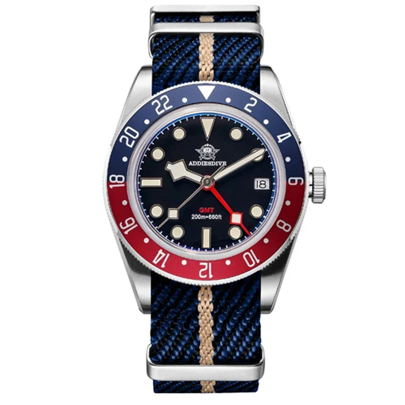 ADDIESDIVE Reloj Hombre Men Watches 20Bar Diving BGW9 Luminous AD2044 Swiss Ronda 515-24H GMT Watch Quartz Watch