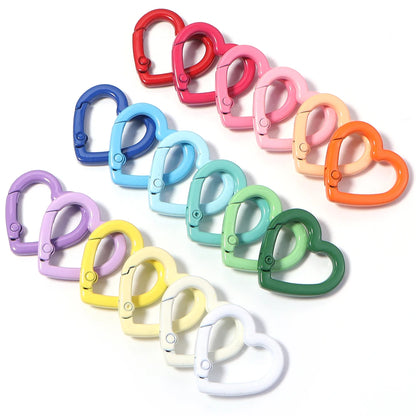 5pcs Alloy Heart Spring Clasps Snap Hooks Carabiner Keychain Clips Dolls/Label Connector For Jewelry Making DIY Accessories
