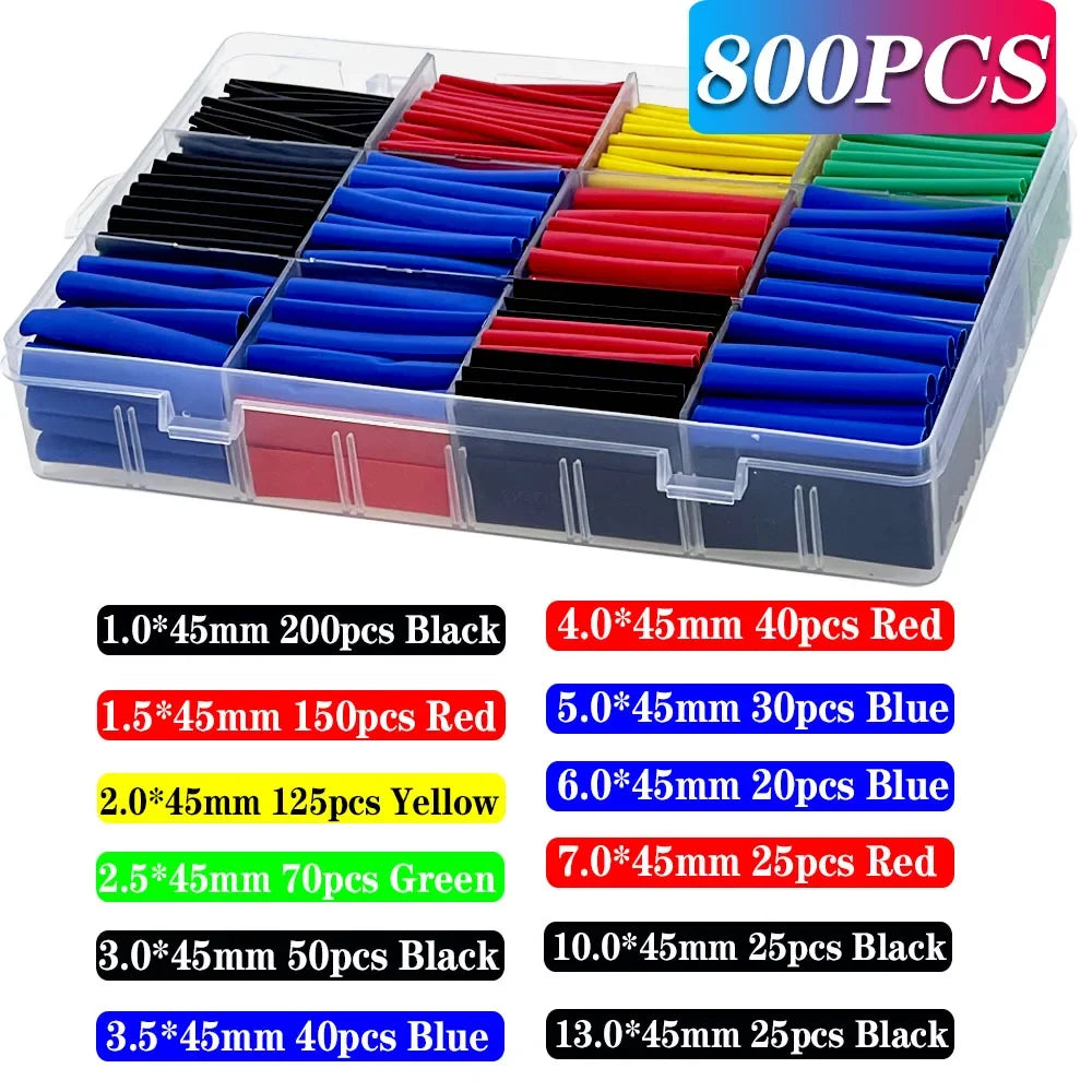 127-1060 pcs 2:1 Heat Shrink Tube Shrinking Assorted Polyolefin Insulation Sleeving Wire Cable Sleeves Wrap