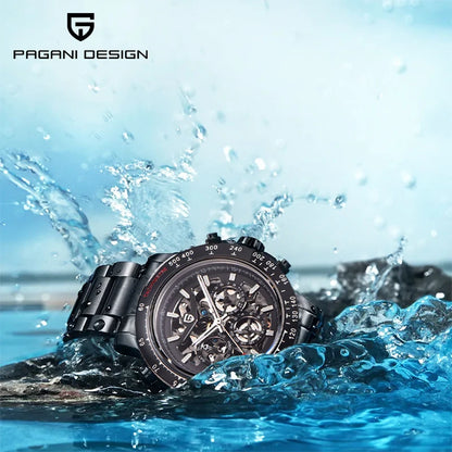 PAGANI DESIGN Mechanical Automatic Watch Luminous StainlessSteel Multi functional Date Display Sport Men's Diving Watch+Gift Box