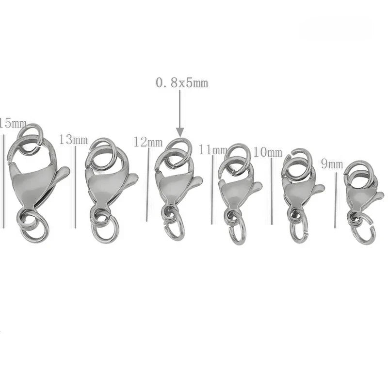 20pcs Stainless Steel Lobster Clasps With Jump Rings Connectors Clasp for Bracelet Necklace DIY Jewellery Making Supplies