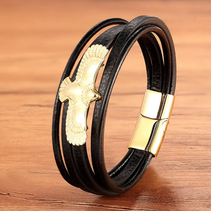 XQNI Luxury Vintage Multilayer Leather Men Bracelet Bead Bracelet Stainless Steel Charm Jewelry Male Wrist Bangle Birthday Gift