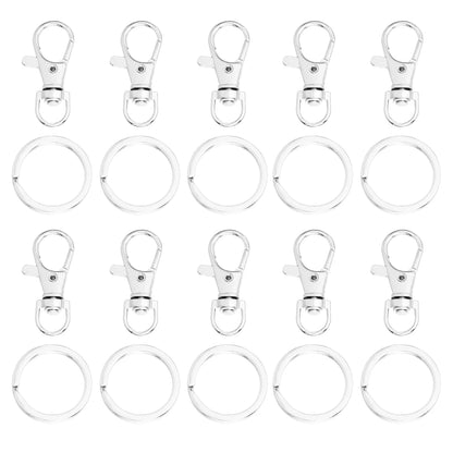10Sets Alloy Swivel Lobster Clasp Hooks With Split Key Ring Snap Hooks For DIY Keychain Bag Hang Doll Jewelry Making Accessories