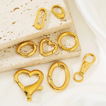 2pcs Stainless Steel Clasp Strong Oval Heart Round Polished Lobster Clasp Hook Connector DIY Necklace Jewelry Making Accessories