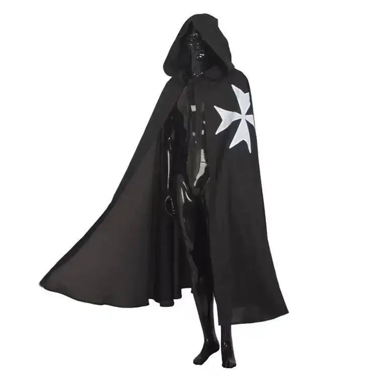Medieval S-4XL Crusader Mens Knights Templar Tunic Cosplay Costumes Renaissance Halloween Surcoat Warrior Black Plague Cloak Top