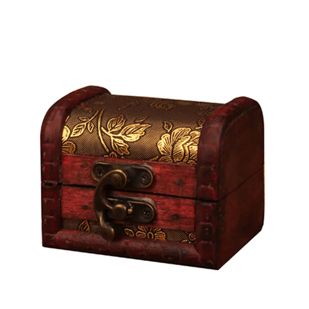 Chinese Style Vintage Wooden Jewelry Box With Lock Trinket Packing Box For Ring Brooch Bracelets Earrings Ear Studs Storage Box