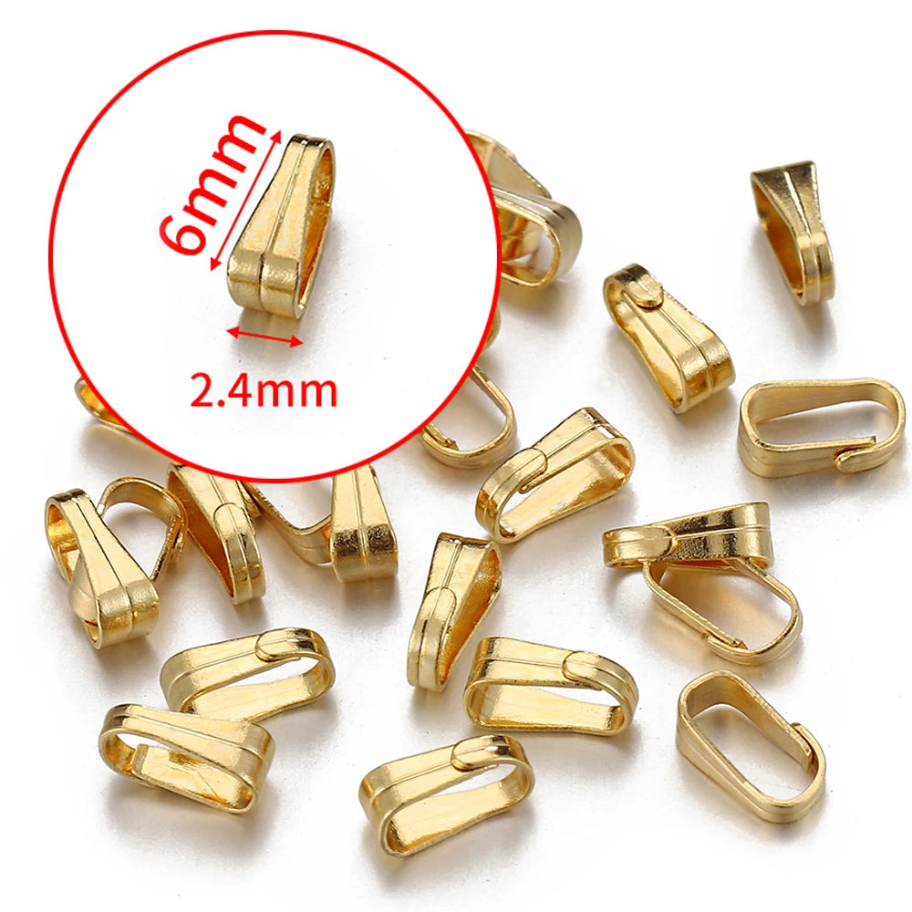 50pcs Stainless Steel Buckle Clasp Connectors for Pendants Charm Clip Pinch Bail Clasp Necklace DIY Jewelry Making Accessories